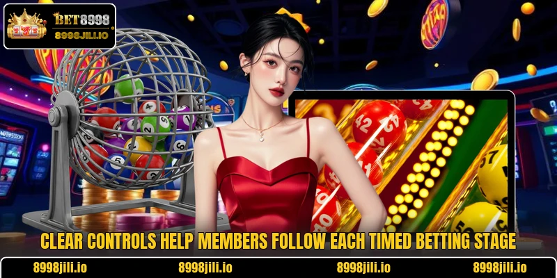 Clear controls help members follow each timed betting stage
