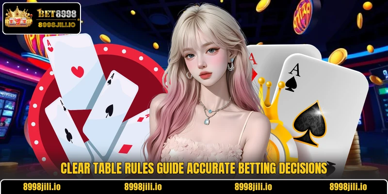 Clear table rules guide accurate betting decisions