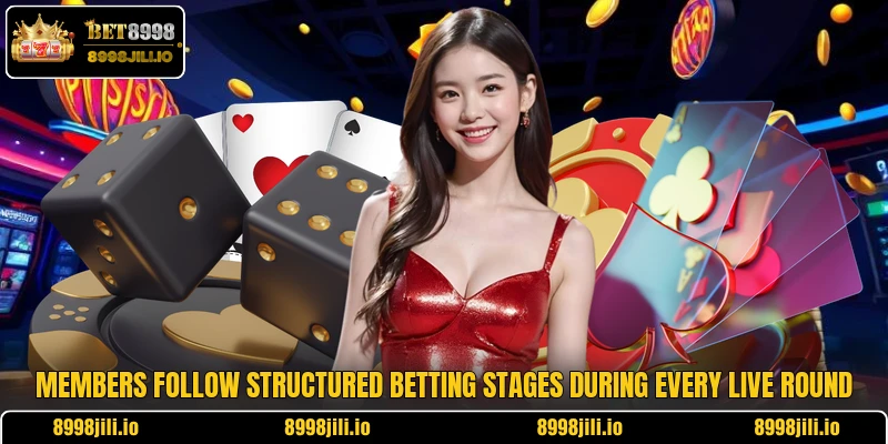 Members follow structured betting stages during every live round