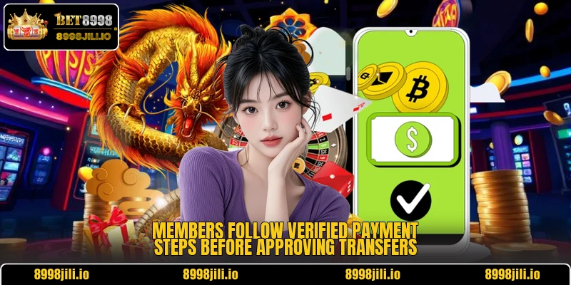 Members follow verified payment steps before approving transfers